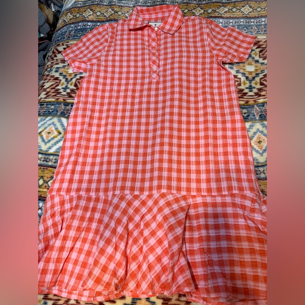 Tuckernuck Pink and Orange  Checkered Dress